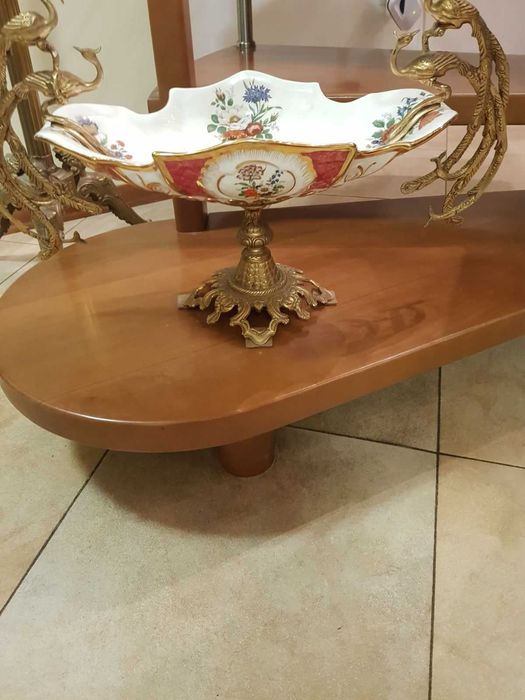 Луксозна Порцеланова Фруктиера с Бронзови Жар-птици