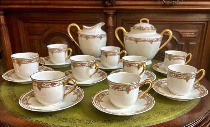 Superb servicu pt cafea-porțelan Limoges-stil Art Deco-semnat-Franta