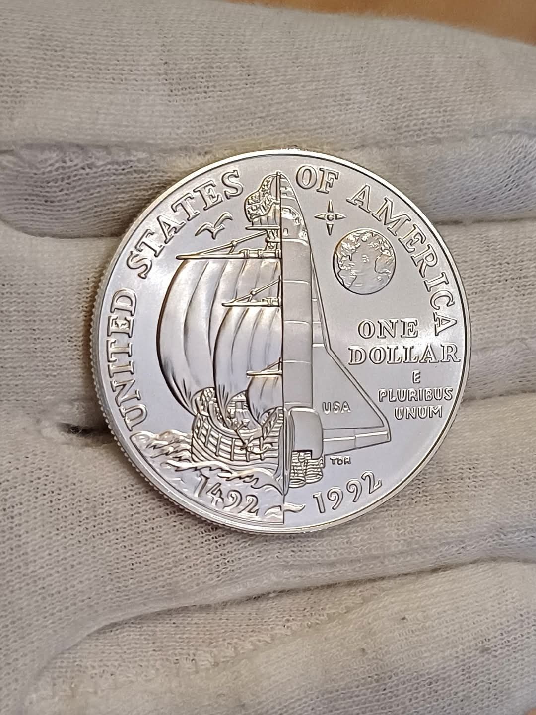 1 долар 1992г САЩ,Колумб, сребърна монета