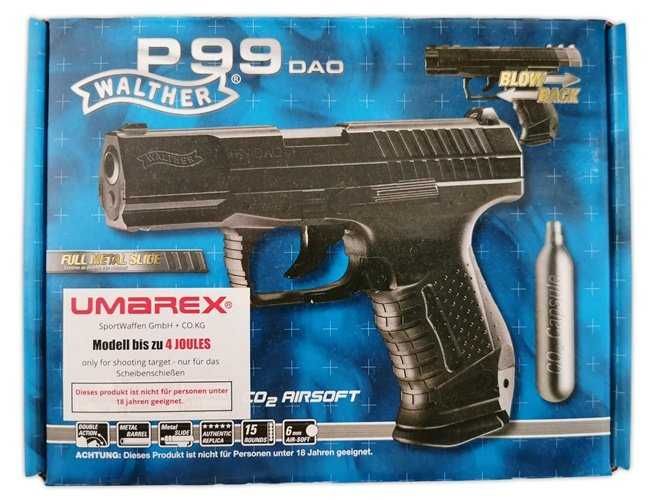 Pistol Airsoft Walther P99 DAO 4,7jouli 217m/s TestCronograf METAL