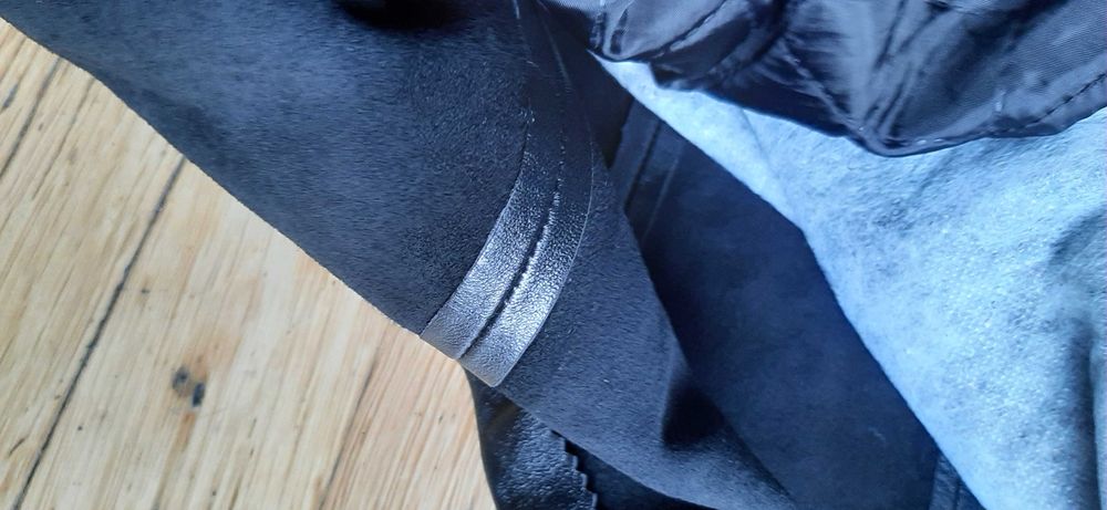 Haina 3/4 din piele naturala gluga blana naturala,L,Garantia calitatii