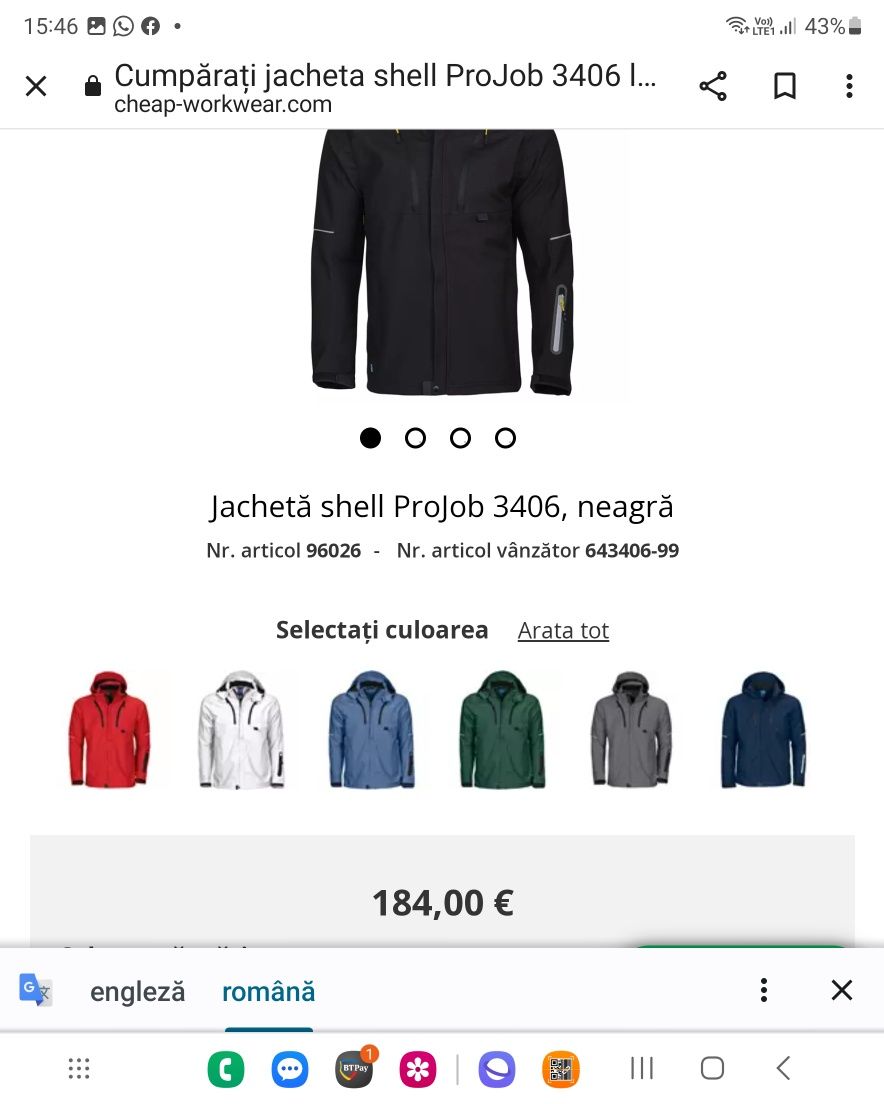 Jacheta, geacă, ProJob,neagra, nouă cu eticheta