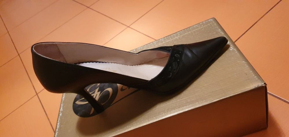 Pantofi Guban piele+antilopă, negri, mărimea 37