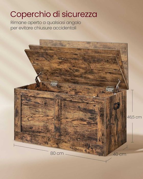 Banca de depozitare Vasagle, 40x80x46,5 cm, capacitate 135 kg, maro