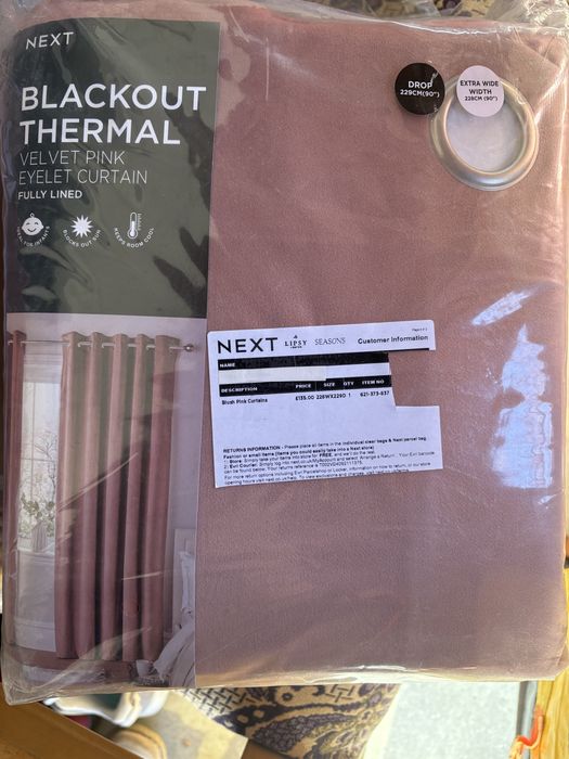 NEXT – Blackout Thermal, Velvet Pink, Eyelet Curtain ЗАВЕСИ