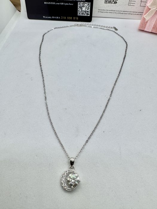 Сребърно колие с мойсанит (Диамант) 1 карат