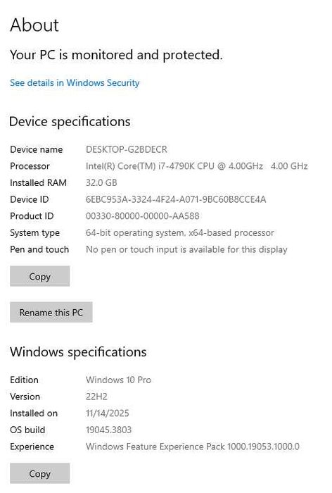 Геймърски компютър I7-4790K, 32GB RAM, MSI RTX 3070 8GB