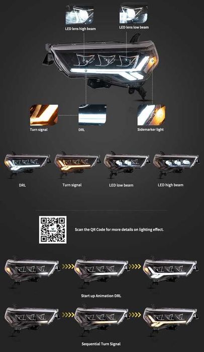 Комплект Тунинг фарове LED Matrix Toyota 4runner 14-21
