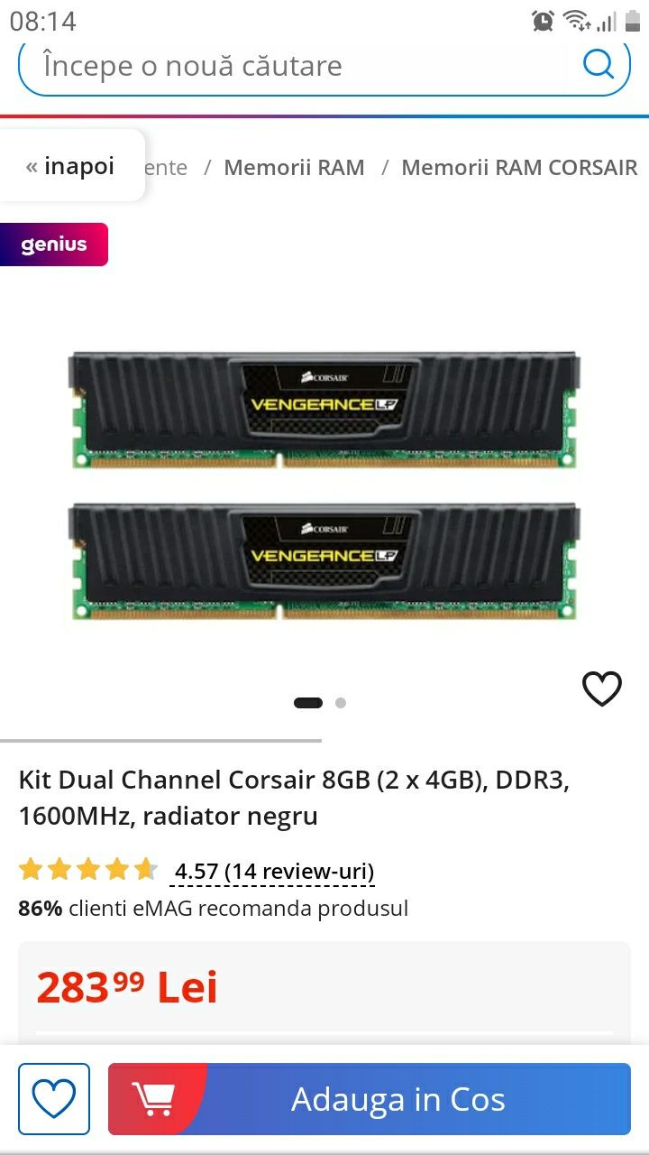 RAM [2×4] 8GB 1600Mhz DDR3