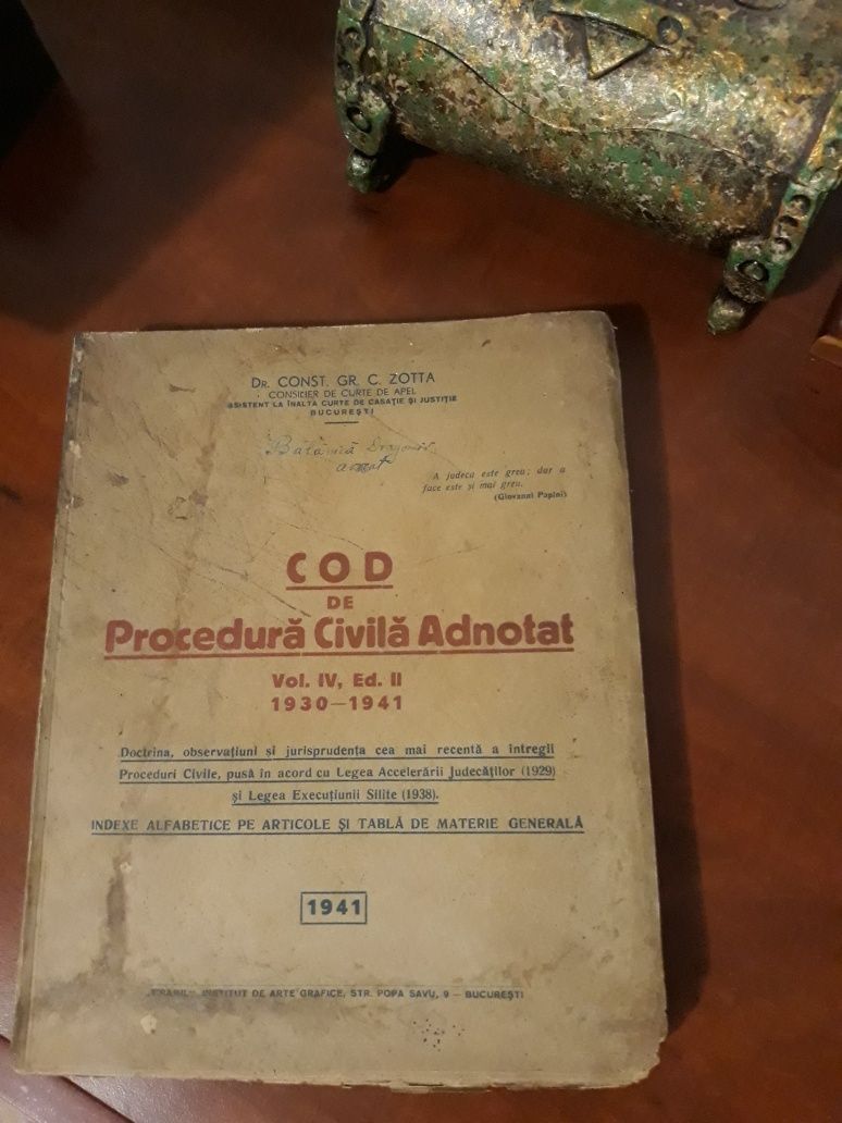Carte veche - Codul de Procedură Civilă Adnotat, 1930-1941, C. ZOTTA