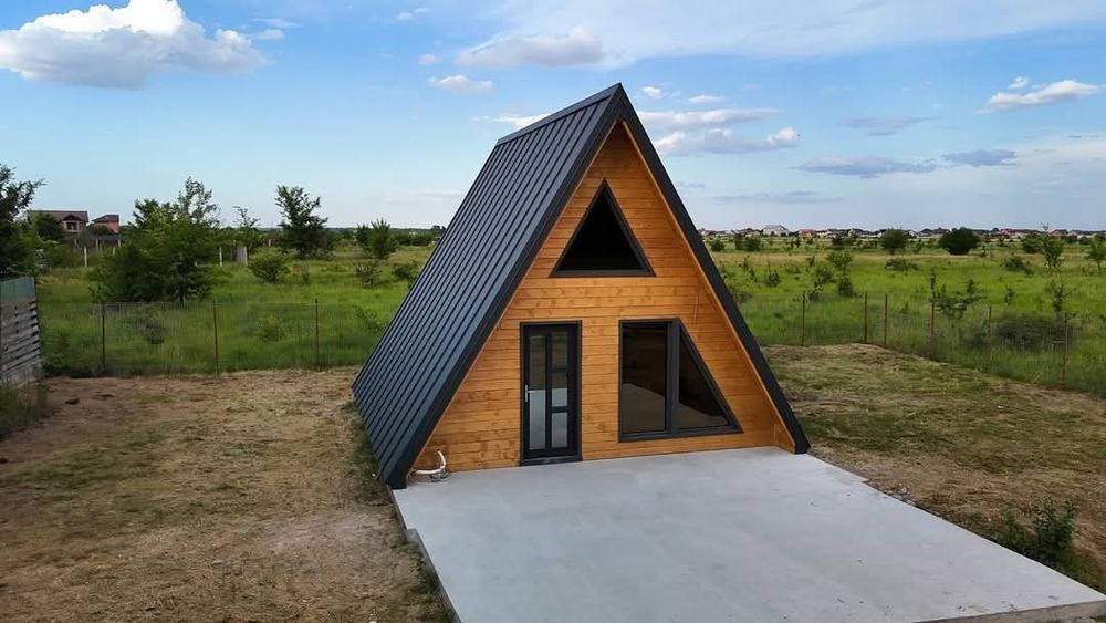 Casute si cabane A-frame din lemn