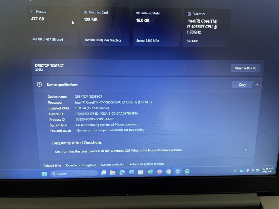 Laptop Lenovo thinkbook intel core i7