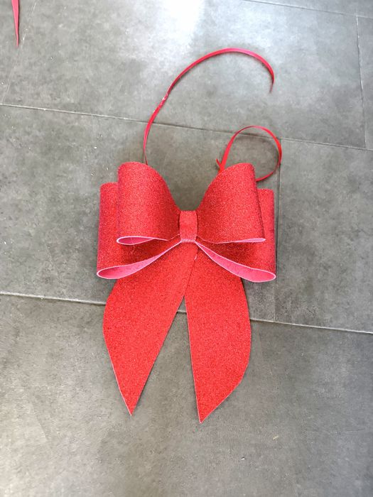 Коледна панделка модел Шанел,за декор,украса, голяма панделка,елха