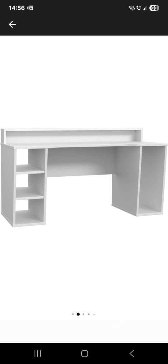 2 Birouri Kring Gaming, 160x91x72 cm, culoare alb, banda led