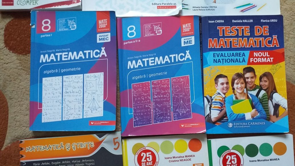 Culegeri matematica,romana clasa a 8-a, a 7-a,a 6-a