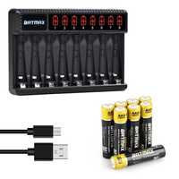 Incarcator Batmax Smart LED Charger + 8 acumulatori AAA 1100mAh