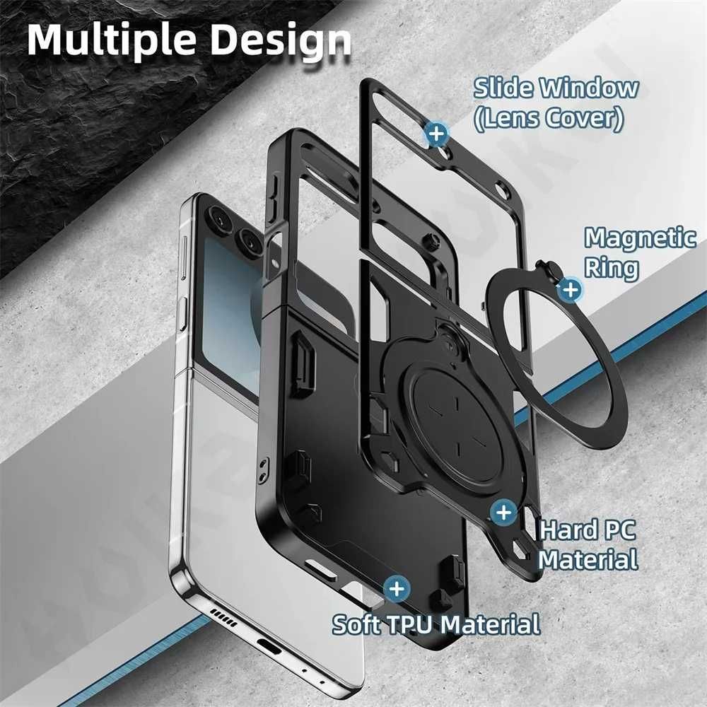 Черен магнитен калъф за Samsung Galaxy Z Flip 6