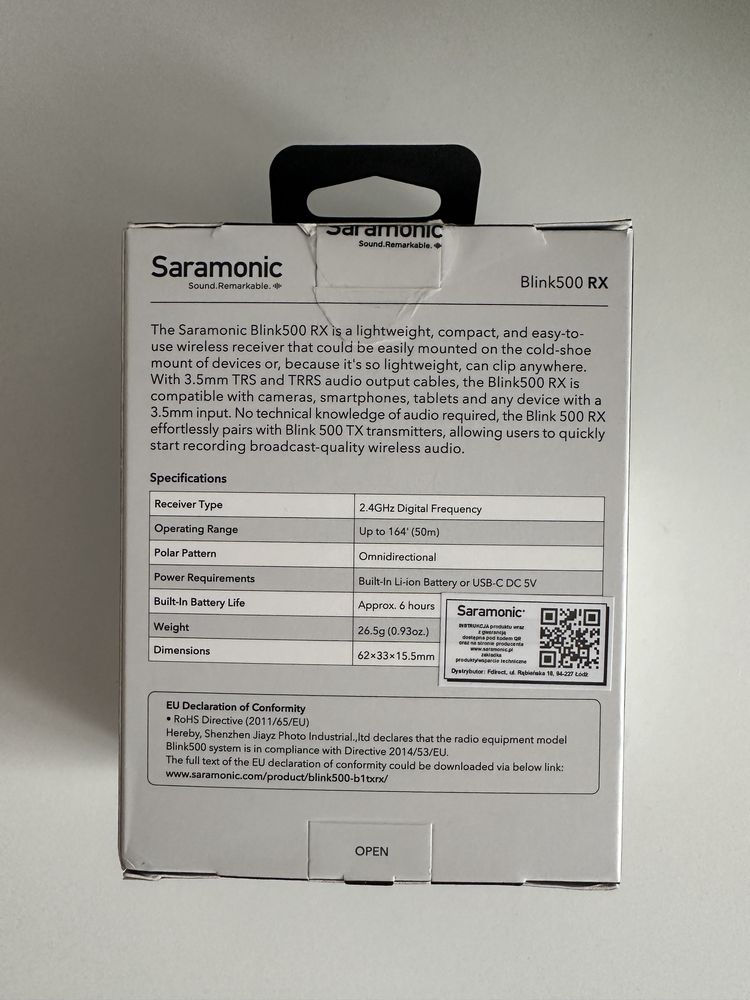 Receiver Saramonic Blink500 RX nou, scos doar o data din cutie