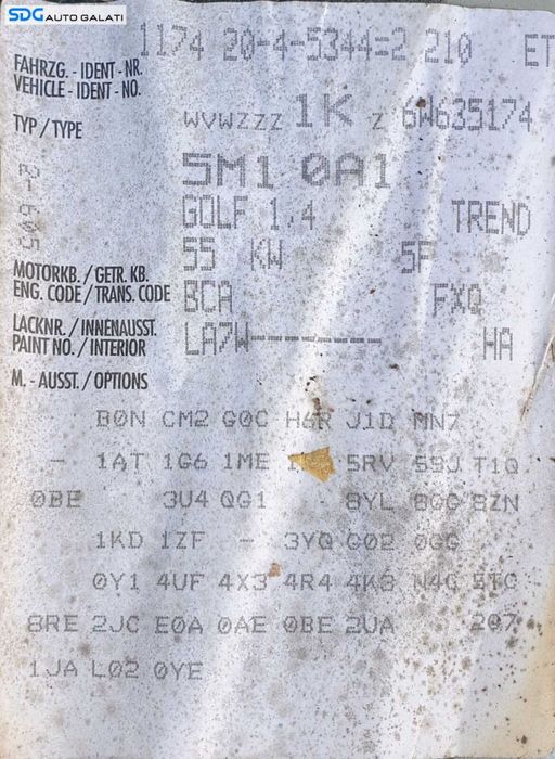 Cutie Viteze Manuala 5 Trepte Cod FXQ Volkswagen Golf PLUS 1.4 2004 - 2008 [B3857]