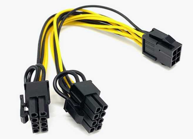 6 pin PCI Express Female към 2xPCIe 8 (6+2) pin Male power cable