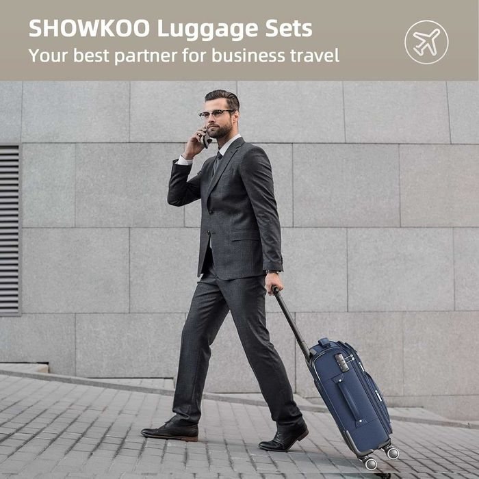 Set 3 x trollere SHOWKOO,SOFTSIDE,roti duble,20/24/28 inch,noi