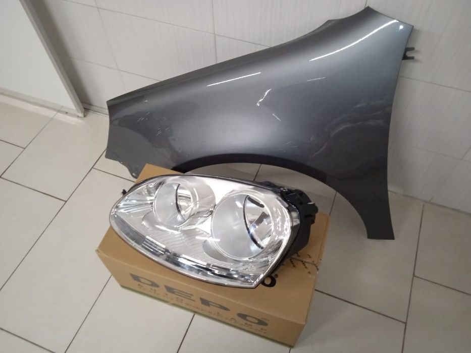 Pachet Aripa + Far Stanga VW Golf 5 V 2004-2008 LA7T Gri