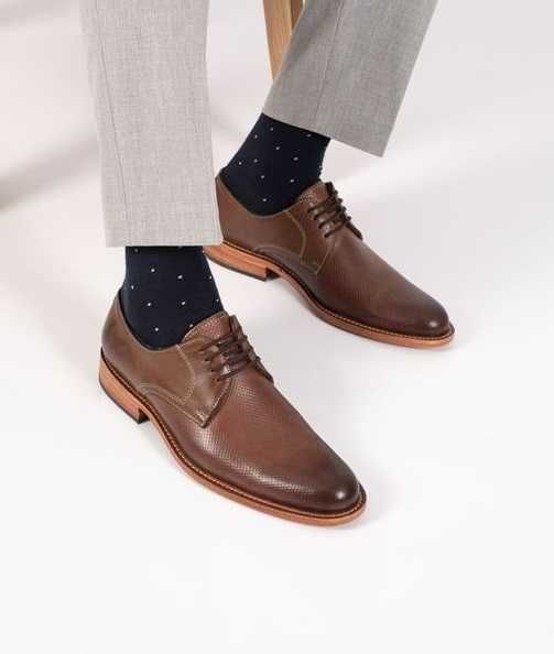 Pantofi derby 42 plain toe premium Oliver Jacob NOI piele naturala