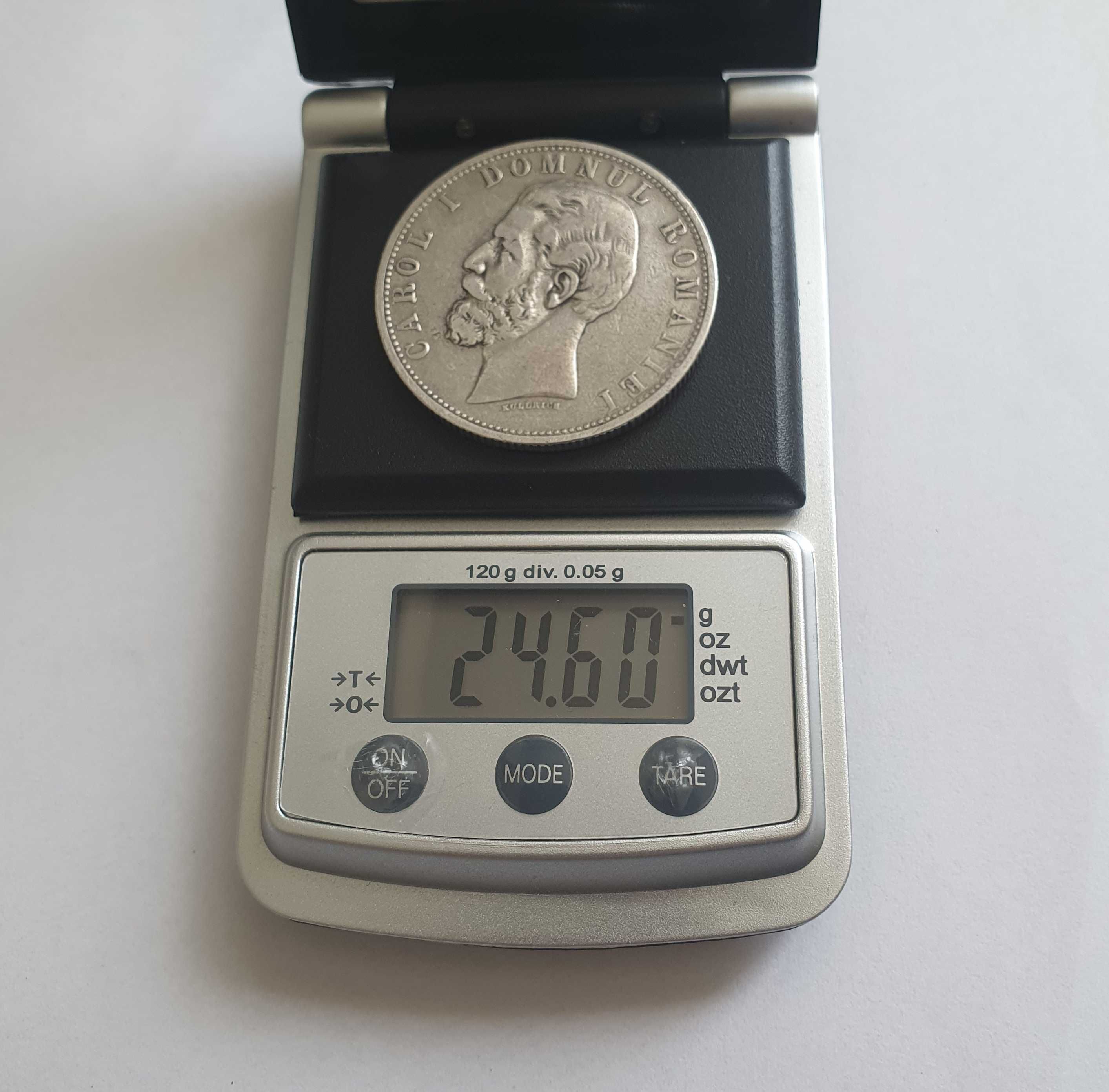 Moneda 5 lei 1881 argint, Carol 1