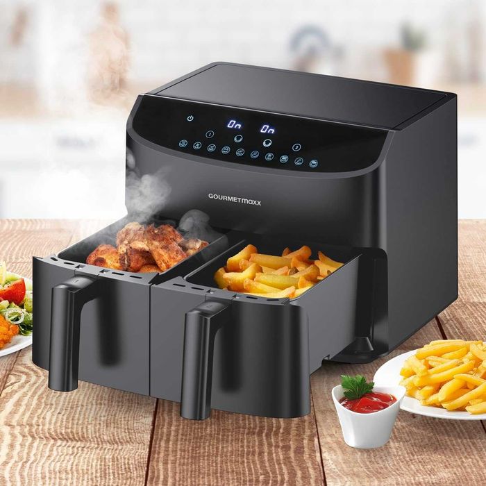 Мощен Двоен Фритюрник с Горещ Въздух GOURMETmaxx 7L, 10 Програми 2400W