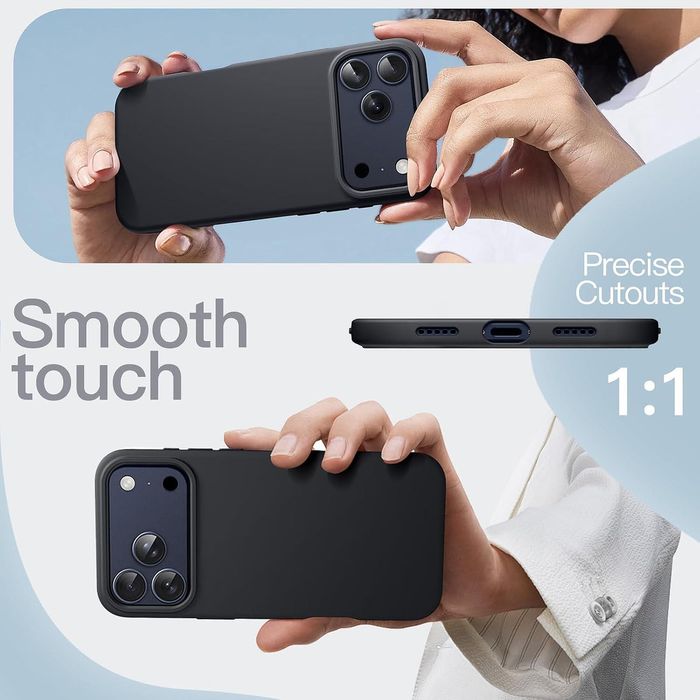 Матов силиконов кейс за apple iphone 17 pro max - черен