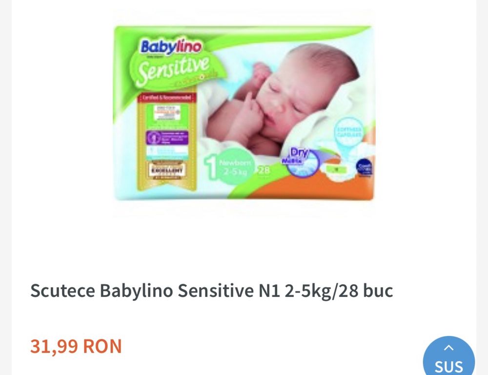 Scutece Babylino Sensitive N1 2-5 kg