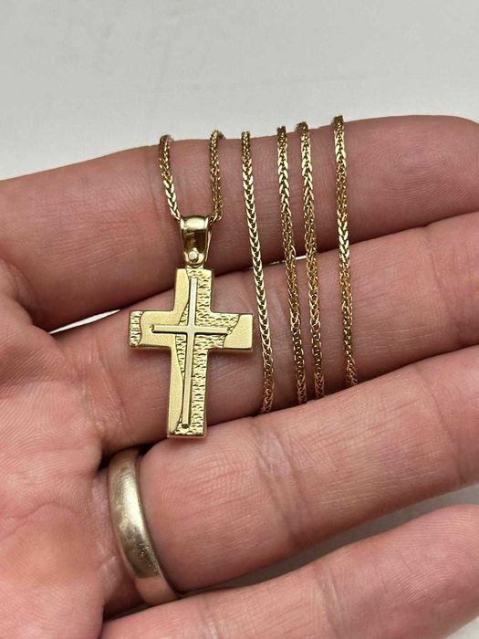 LANT + PANDANTIV AUR 14K - CRUCE - Crucifix - 6.8g - Grecia -395lei/gr