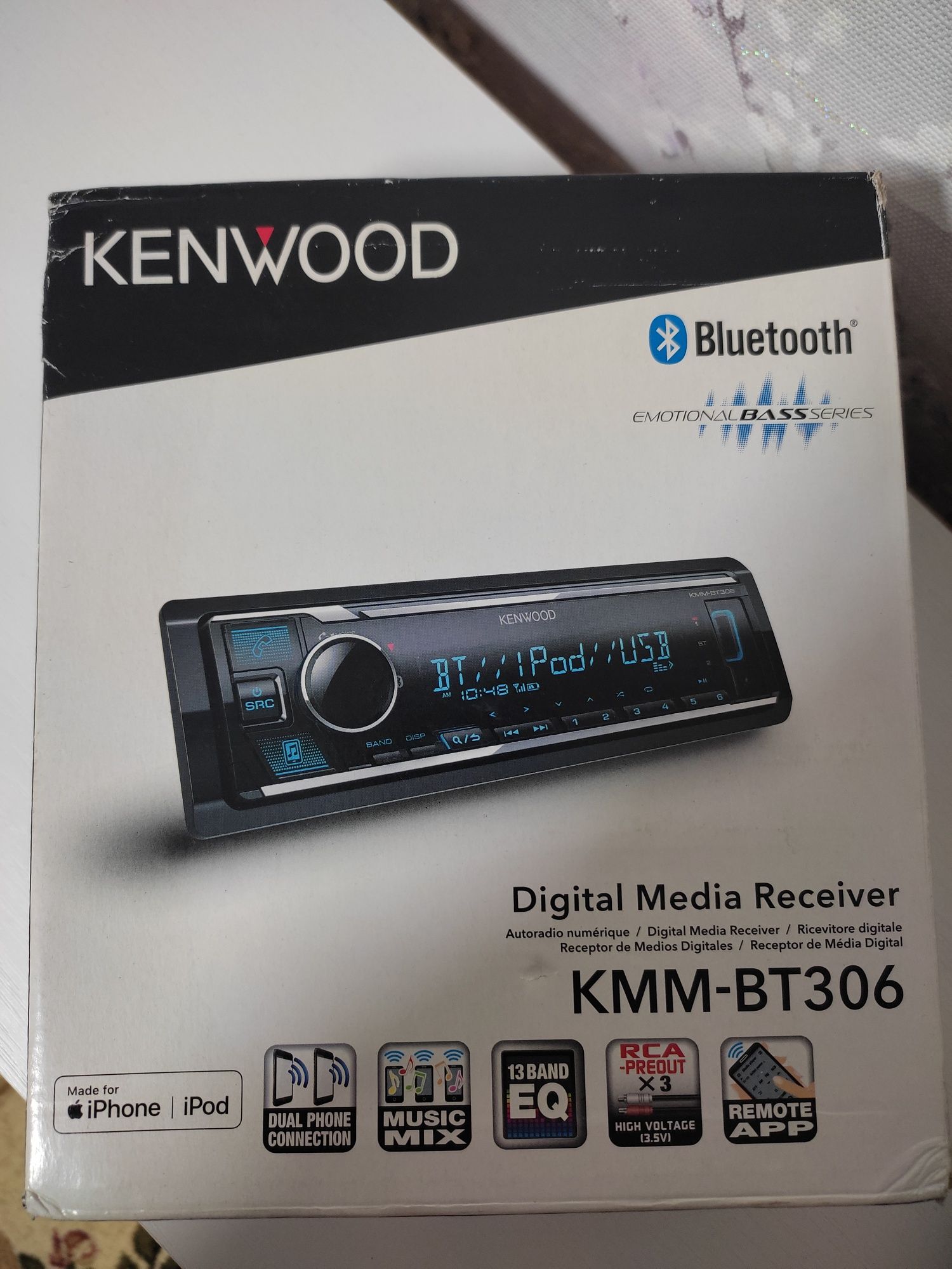 магнитола Kenwood BT 306. Kaspi RED