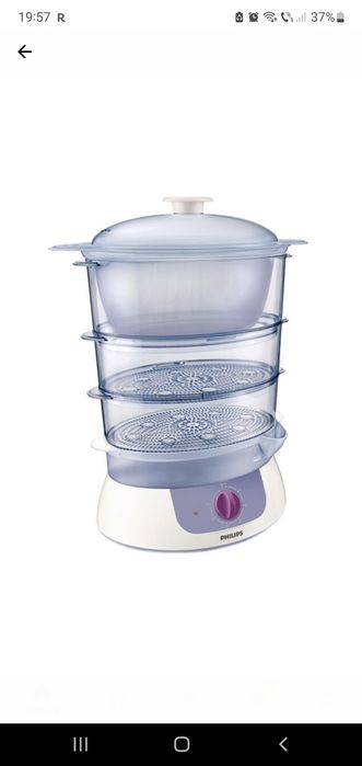 Aparat de gatit cu abur Philips HD9120, 900 W, 9 l, Alb