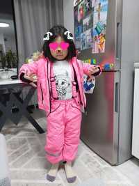 Детский лыжный костюм розовый для девочек 3-4 года