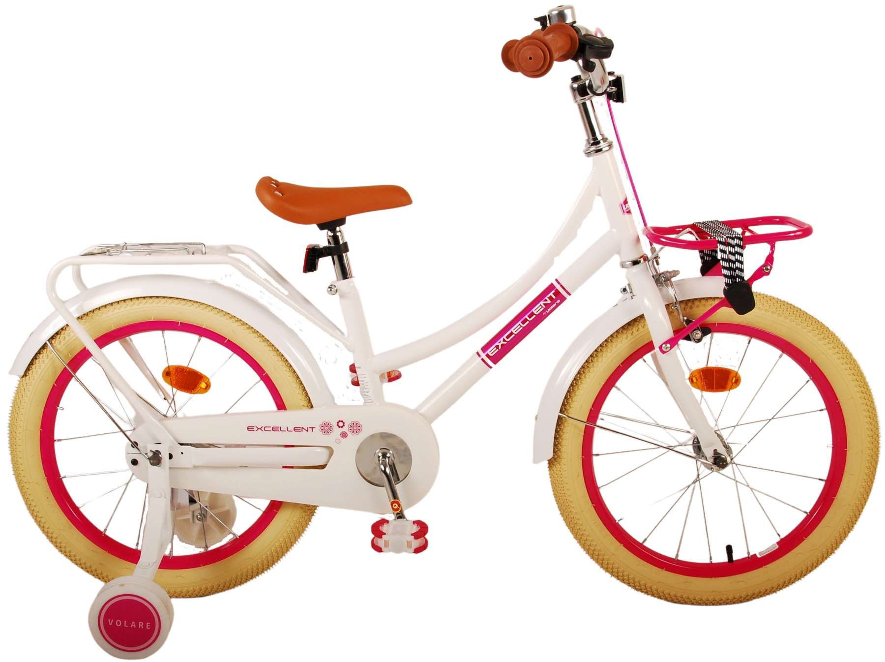 Bicicleta pentru fete Volare Excellent, 18 inch, culoare alb, frana de