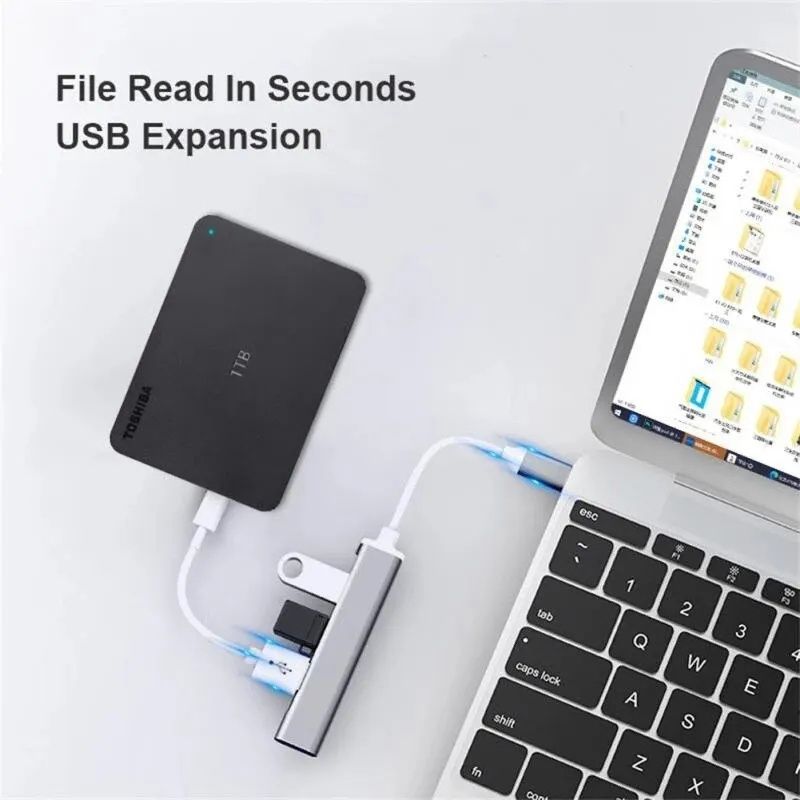 Hub USB 4 porturi / Tip C la USB Multi Port , Silver Laptop Macbook PC