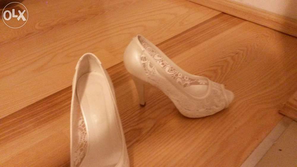 Pantofi Epica  albi dantela pentru mireasa sau de ocazie