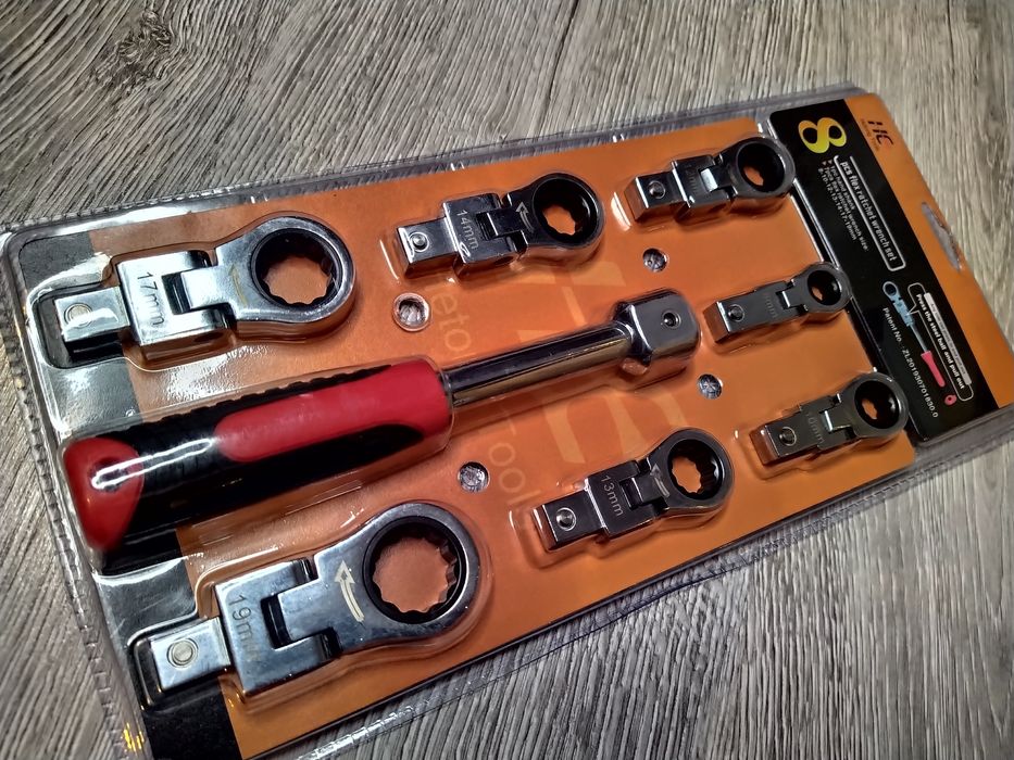 SET 8 Chei Profesionale Inelare Articulate cu Clichet