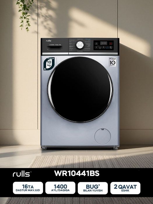 Kir yuvish mashinasi rulls garantiya  ustanovka bor dastavka tekn