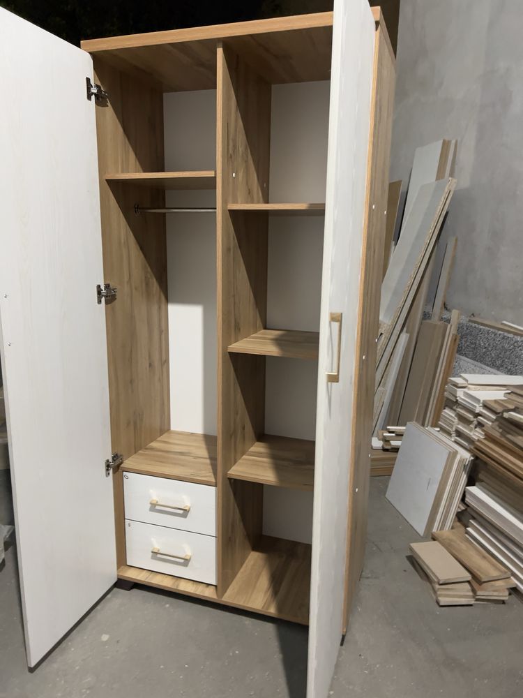 Распашной шкаф 90×195 | Белый “Корона” | Компактный и универсальный
