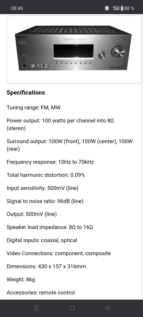 Amplificator Sony 100w canal 8ohm