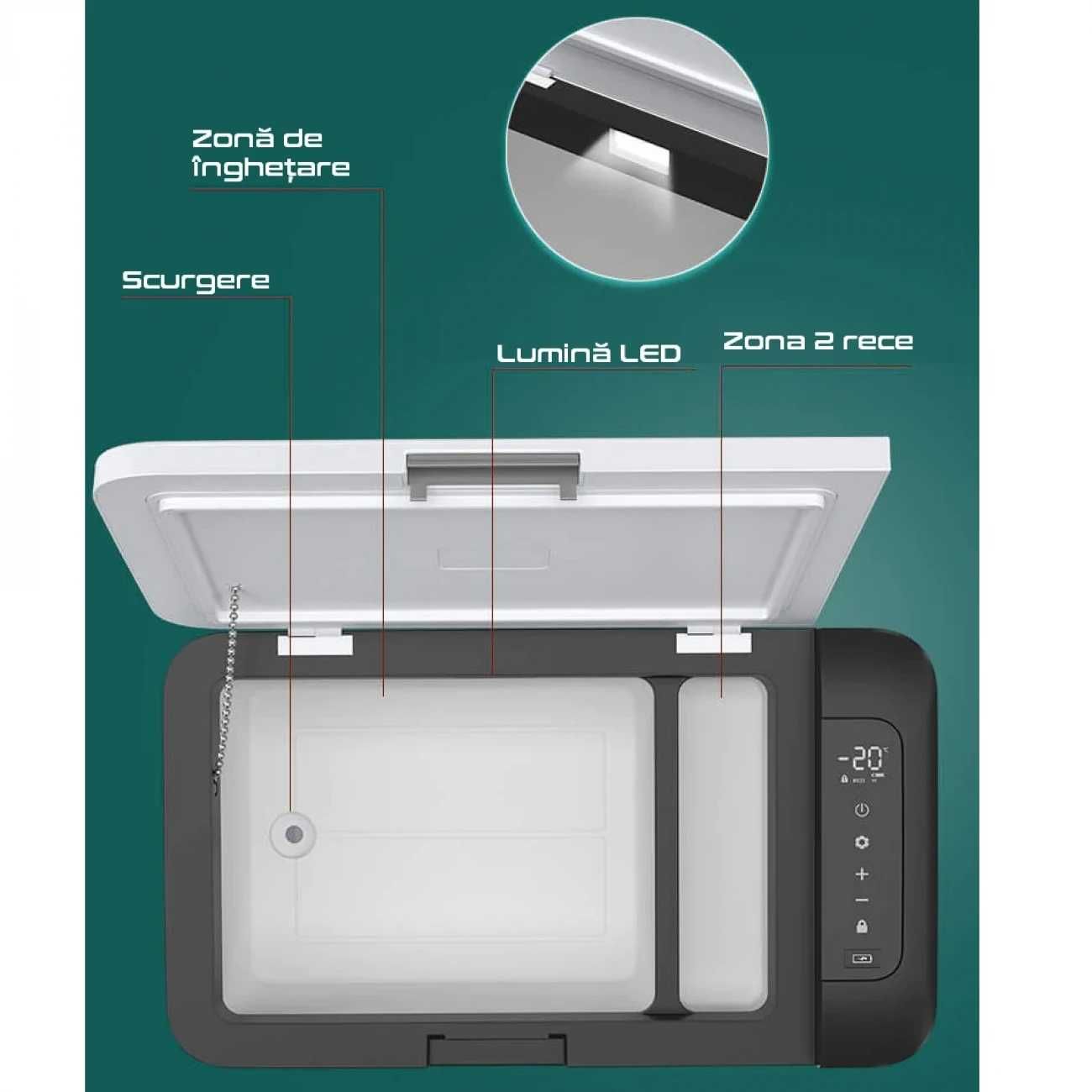 Frigider auto DenisNetwork™ 18l, dube, spații mici, congelare, 12/24V