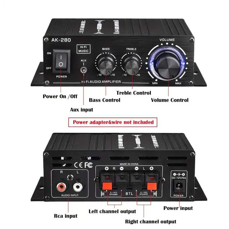 HiFi стерео усилвател 2-канален 100W, клас AB + Гаранция
