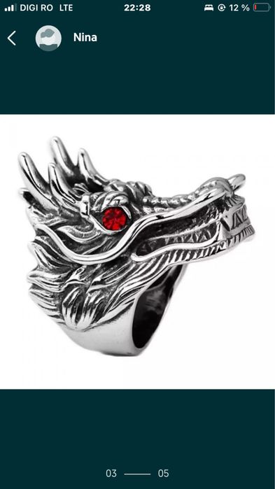 Inele metalice lup + dragon