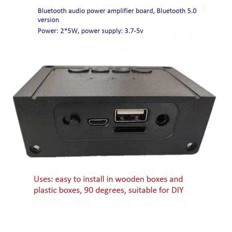 Mp3 плеър 3.7V-5V, 2*5W ъглов модул за вграждане с BT 5.0, Mic,Aux,Sd