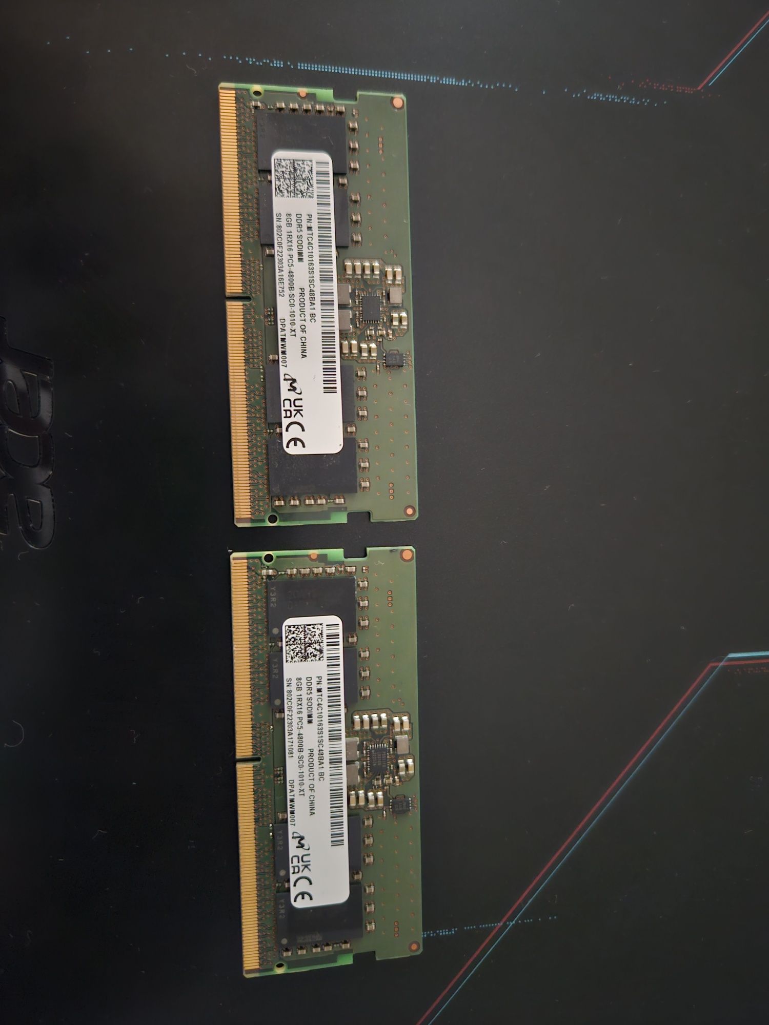 Продам ОЗУ  DDR5 4800 SODIM 2 шт по 8 гб