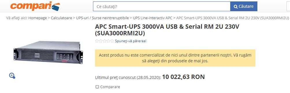 UPS APC Smart 2200VA sau 3000VA (SUA, SMT) SINUS, AVR, cu/fara bat noi