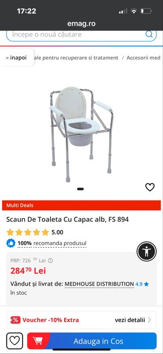 Scaun cu vas de toaleta si capac