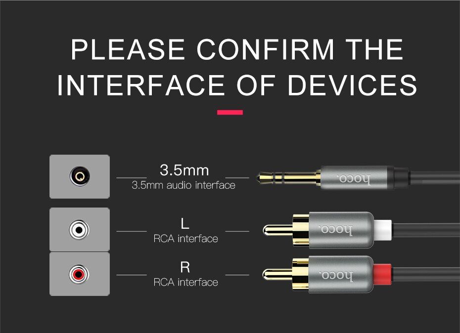 Hoco Кабель двойной RCA до 3,5 мм” UPA10 " аудио позолоченные штекеры